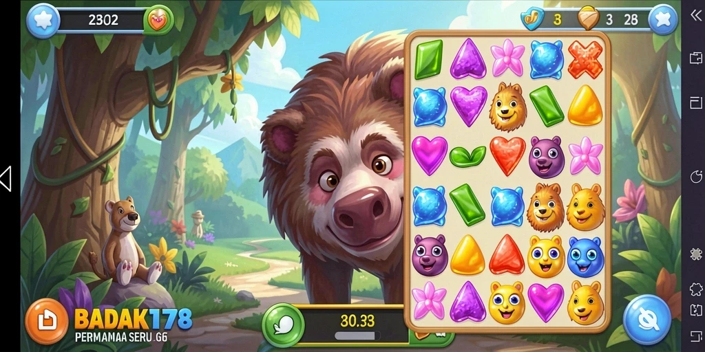 Screenshot dari gameplay BADAK178 yang menampilkan keseruan mencocokkan objek.