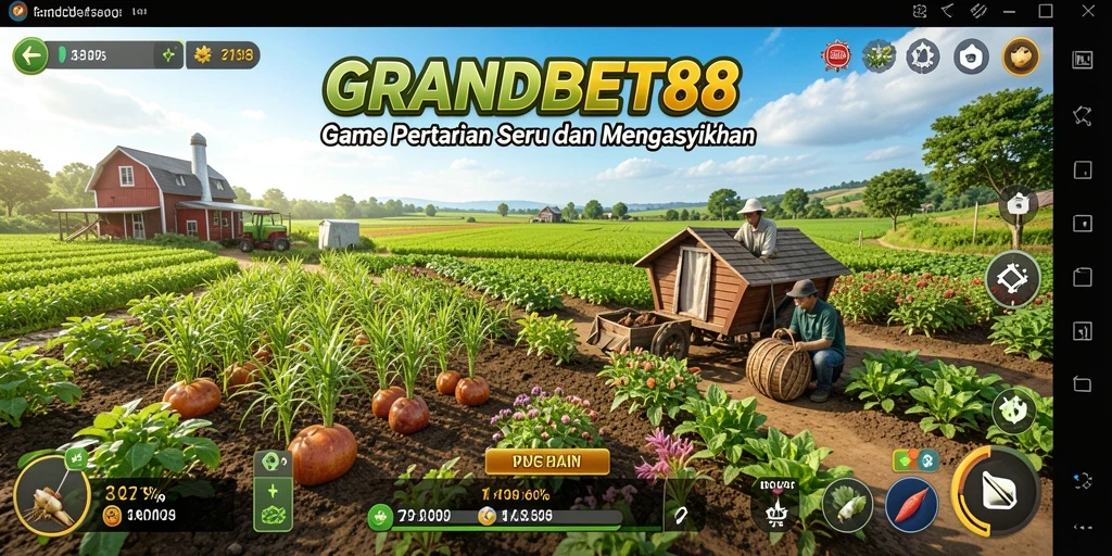 Screenshot gameplay GRANDBET88 menunjukkan keseruan bertani yang memikat.