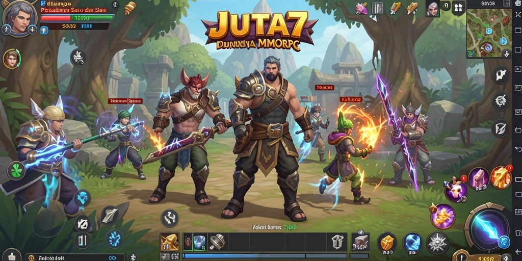 Screenshot utama JUTA7 yang menunjukkan aksi gameplay MMORPG yang mendebarkan.
