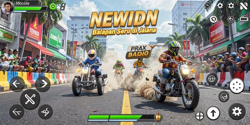 Tangkapan layar <strong>NEWIDN</strong> menampilkan aksi balap yang mendebarkan dan mobil-mobil cepat.