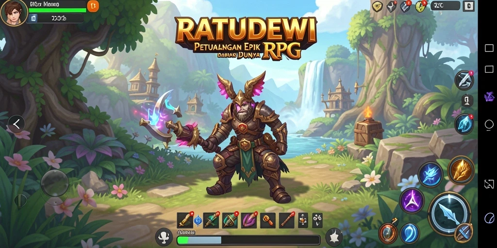 Tampilan gameplay seru dari RATUDEWI yang menampilkan pertempuran epik.