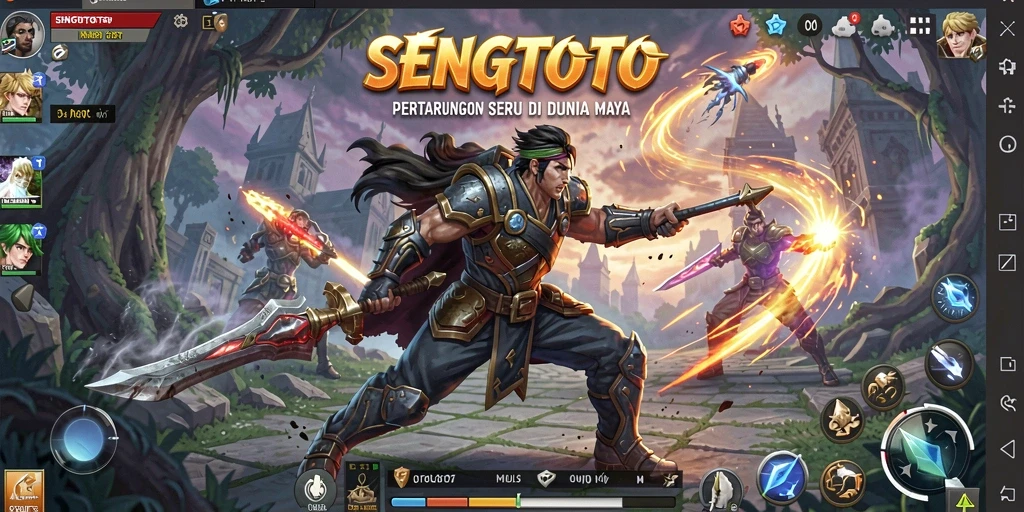 Screenshot gameplay SENGTOTO dengan pertarungan yang intens.
