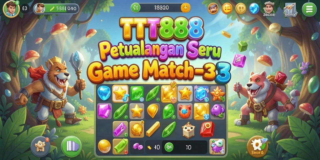 Tangkapan layar gameplay TTT888 menampilkan tantangan Match-3 yang menegangkan.