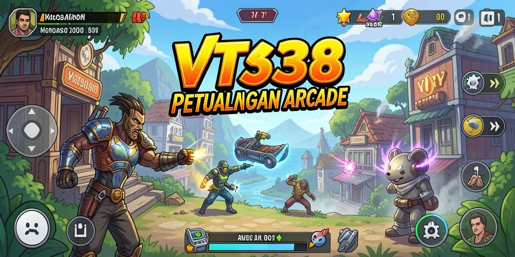 Skrinsot utama VT38 menunjukkan gameplay Arcade yang seru dan penuh tantangan.